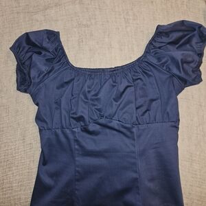 Pinup Couture Dark Royal Blue Peasant Top Xl